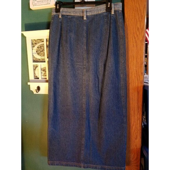 Kyoto Kasuals Jean Denim Modest Long Skirt Size 9 Slit Straight Juniors - Picture 4 of 6